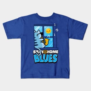 Cute Blues Cat Musician Saxist Cat Lover Original Gift For Cat Lovers Kids T-Shirt